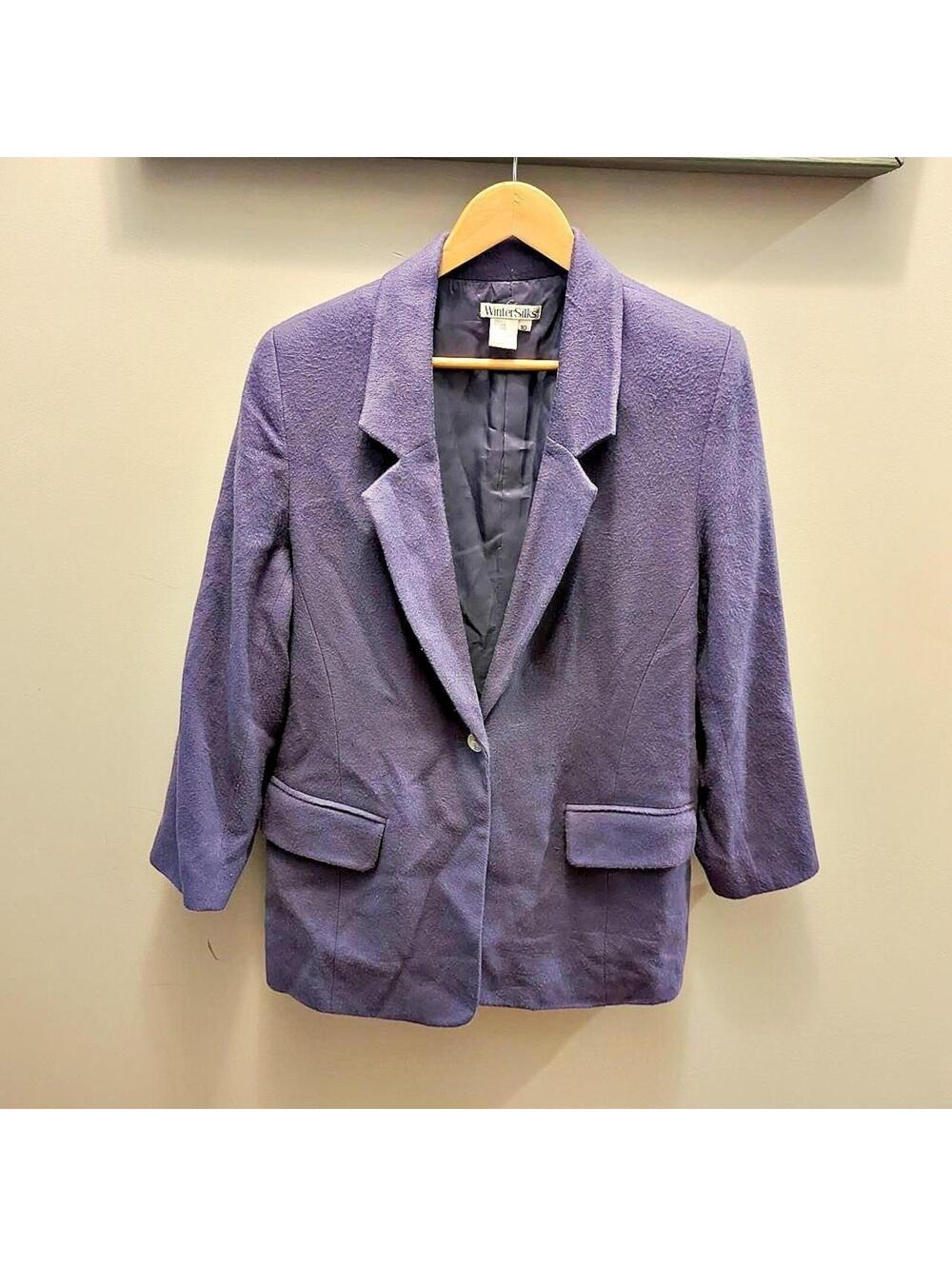 Wintersilks purple silk/wool blend blazer jacket